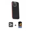 ieg™ iPhone 15 Pro Max Kılıf Kıvılcım Modern Özel Seri - Siyah Buffer Hayalet Cam Ekran Koruyucu + PVD Metal Kamera Lens - SH