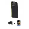 ieg™ iPhone 15 Pro Max Kılıf Kıvılcım Modern Özel Seri - Siyah Buffer Hayalet Cam Ekran Koruyucu + Raze Metal Kamera Lens - LT