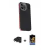 ieg™ iPhone 15 Pro Max Kılıf Kıvılcım Modern Özel Seri - Siyah Buffer Hayalet Cam Ekran Koruyucu + Raze Metal Kamera Lens - LT