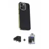 ieg™ iPhone 15 Pro Max Kılıf Kıvılcım Modern Özel Seri - Siyah Vanessa Magic Cam + Raze Metal Kamera Lens - LT