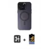ieg™ iPhone 15 Pro Max Kılıf Kozmos Çizgi Prime - Siyah Buffer Hayalet Cam Ekran Koruyucu + PVD Metal Kamera Lens - GI