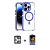 ieg™ iPhone 15 Pro Max Kılıf Kozmos Doku Koleksiyonu - Siyah Buffer Hayalet Cam Ekran Koruyucu + PVD Metal Kamera Lens - GS