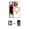 ieg™ iPhone 15 Pro Max Kılıf Kozmos Doku Koleksiyonu - Siyah Buffer Hayalet Cam Ekran Koruyucu + PVD Metal Kamera Lens - GS