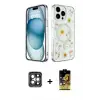 ieg™ iPhone 15 Pro Max Kılıf Kozmos Doku - Siyah Buffer Cam Ekran Koruyucu + PVD Metal Kamera Lens - GI