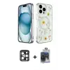 ieg™ iPhone 15 Pro Max Kılıf Kozmos Doku - Siyah Vanessa Magic Cam + PVD Metal Kamera Lens - LT