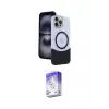 ieg™ iPhone 15 Pro Max Kılıf Kozmos Form Özel Seri - Siyah Bilvis 5in1 3D Magic Cam Ekran Koruyucu