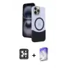 ieg™ iPhone 15 Pro Max Kılıf Kozmos Form Özel Seri - Siyah Bilvis 5in1 3D Magic Cam Ekran Koruyucu + PVD Metal Kamera Lens - GI