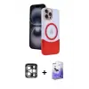 ieg™ iPhone 15 Pro Max Kılıf Kozmos Form Özel Seri - Siyah Bilvis 5in1 5D Magic Hayalet Cam Ekran Koruyucu + PVD Metal Kamera Lens - GS
