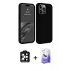 ieg™ iPhone 15 Pro Max Kılıf Kozmos Yansıma Özel Seri - Siyah Bilvis 5in1 5D Magic Hayalet Cam Ekran Koruyucu + PVD Metal Kamera Lens - TU