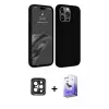 ieg™ iPhone 15 Pro Max Kılıf Kozmos Yansıma Özel Seri - Siyah Bilvis 5in1 5D Magic Hayalet Cam Ekran Koruyucu + PVD Metal Kamera Lens - SH