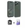 ieg™ iPhone 15 Pro Max Kılıf Kozmos Yansıma Özel Seri - Siyah Bilvis 5in1 5D Magic Hayalet Cam Ekran Koruyucu + PVD Metal Kamera Lens - TU