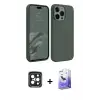 ieg™ iPhone 15 Pro Max Kılıf Kozmos Yansıma Özel Seri - Siyah Bilvis 5in1 5D Magic Hayalet Cam Ekran Koruyucu + PVD Metal Kamera Lens - SH