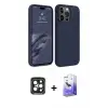 ieg™ iPhone 15 Pro Max Kılıf Kozmos Yansıma Özel Seri - Siyah Bilvis 5in1 5D Magic Hayalet Cam Ekran Koruyucu + PVD Metal Kamera Lens - SH