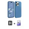 ieg™ iPhone 15 Pro Max Kılıf Kozmos Yansıma Özel Seri - Siyah Bilvis 5in1 5D Magic Hayalet Cam Ekran Koruyucu + PVD Metal Kamera Lens - SH