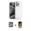 ieg™ iPhone 15 Pro Max Kılıf Nova Asil Prime - Siyah Buffer Cam Ekran Koruyucu + PVD Metal Kamera Lens - LT
