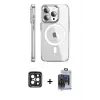 ieg™ iPhone 15 Pro Max Kılıf Nova Doku - Siyah Vanessa Magic Cam + PVD Metal Kamera Lens - SH