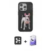 ieg™ iPhone 15 Pro Max Kılıf Nova Form Koleksiyonu - Siyah Bilvis 5in1 5D Magic Hayalet Cam Ekran Koruyucu + PVD Metal Kamera Lens - SH