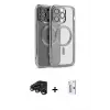 ieg™ iPhone 15 Pro Max Kılıf Nova Işık Özel Seri - Siyah Bilvis 0.18mm Plus Cam Ekran Koruyucu + Raze Metal Kamera Lens - LT