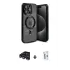 ieg™ iPhone 15 Pro Max Kılıf Nova Işık Özel Seri - Siyah Bilvis 0.18mm Plus Cam Ekran Koruyucu + Raze Metal Kamera Lens - LT