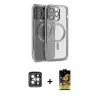 ieg™ iPhone 15 Pro Max Kılıf Nova Işık Özel Seri - Siyah Buffer Cam Ekran Koruyucu + PVD Metal Kamera Lens - GI
