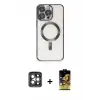 ieg™ iPhone 15 Pro Max Kılıf Nova Işık Özel Seri - Siyah Buffer Cam Ekran Koruyucu + PVD Metal Kamera Lens - GI