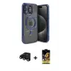 ieg™ iPhone 15 Pro Max Kılıf Nova Işık Özel Seri - Siyah Buffer Cam Ekran Koruyucu + Raze Metal Kamera Lens - SH