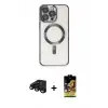 ieg™ iPhone 15 Pro Max Kılıf Nova Işık Özel Seri - Siyah Buffer Cam Ekran Koruyucu + Raze Metal Kamera Lens - SH