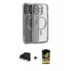 ieg™ iPhone 15 Pro Max Kılıf Nova Işık Özel Seri - Siyah Buffer Cam Ekran Koruyucu + Raze Metal Kamera Lens - SH