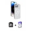 ieg™ iPhone 15 Pro Max Kılıf Nova Modern Prime - Siyah Bilvis 5in1 3D Magic Cam Ekran Koruyucu + PVD Metal Kamera Lens - TU