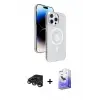 ieg™ iPhone 15 Pro Max Kılıf Nova Modern Prime - Siyah Bilvis 5in1 5D Magic Hayalet Cam Ekran Koruyucu + Raze Metal Kamera Lens - TMGI