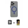 ieg™ iPhone 15 Pro Max Kılıf Odak Form Özel Seri - Siyah Buffer Cam Ekran Koruyucu + PVD Metal Kamera Lens - GI