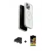 ieg™ iPhone 15 Pro Max Kılıf Pusula Form Serisi - Siyah Buffer Cam Ekran Koruyucu + Raze Metal Kamera Lens - GS