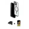 ieg™ iPhone 15 Pro Max Kılıf Pusula Form Serisi - Siyah Buffer Cam Ekran Koruyucu + Raze Metal Kamera Lens - GS