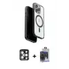 ieg™ iPhone 15 Pro Max Kılıf Pusula Form Serisi - Siyah Vanessa Magic Cam + PVD Metal Kamera Lens - LT