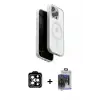 ieg™ iPhone 15 Pro Max Kılıf Pusula Form Serisi - Siyah Vanessa Magic Cam + PVD Metal Kamera Lens - TU
