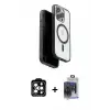 ieg™ iPhone 15 Pro Max Kılıf Pusula Form Serisi - Siyah Vanessa Magic Cam + PVD Metal Kamera Lens - TU