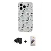 ieg™ iPhone 15 Pro Max Kılıf Pusula Form - Siyah Bilvis 3D Mat Cam Ekran Koruyucu + Raze Metal Kamera Lens - SH