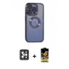 ieg™ iPhone 15 Pro Max Kılıf Pusula Form - Siyah Buffer Cam Ekran Koruyucu + PVD Metal Kamera Lens - GI
