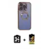 ieg™ iPhone 15 Pro Max Kılıf Pusula Form - Siyah Buffer Cam Ekran Koruyucu + PVD Metal Kamera Lens - TU