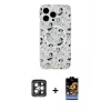ieg™ iPhone 15 Pro Max Kılıf Pusula Form - Siyah Buffer Hayalet Cam Ekran Koruyucu + PVD Metal Kamera Lens - GI