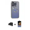 ieg™ iPhone 15 Pro Max Kılıf Pusula Form - Siyah Buffer Hayalet Cam Ekran Koruyucu + Raze Metal Kamera Lens - TMGI