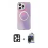 ieg™ iPhone 15 Pro Max Kılıf Pusula Form - Siyah Vanessa Magic Cam + PVD Metal Kamera Lens - LT