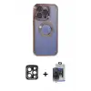 ieg™ iPhone 15 Pro Max Kılıf Pusula Form - Siyah Vanessa Magic Cam + PVD Metal Kamera Lens - LT