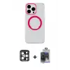 ieg™ iPhone 15 Pro Max Kılıf Pusula Form - Siyah Vanessa Magic Cam + PVD Metal Kamera Lens - LT