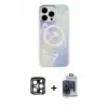 ieg™ iPhone 15 Pro Max Kılıf Pusula Form - Siyah Vanessa Magic Cam + PVD Metal Kamera Lens - LT