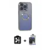 ieg™ iPhone 15 Pro Max Kılıf Pusula Form - Siyah Vanessa Magic Cam + PVD Metal Kamera Lens - TU