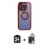 ieg™ iPhone 15 Pro Max Kılıf Pusula Form - Siyah Vanessa Magic Cam + PVD Metal Kamera Lens - TU