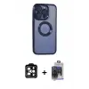 ieg™ iPhone 15 Pro Max Kılıf Pusula Form - Siyah Vanessa Magic Cam + PVD Metal Kamera Lens - TU
