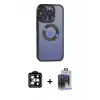 ieg™ iPhone 15 Pro Max Kılıf Pusula Form - Siyah Vanessa Magic Cam + PVD Metal Kamera Lens - TU