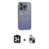 ieg™ iPhone 15 Pro Max Kılıf Pusula Form - Siyah Vanessa Magic Hayalet Cam + PVD Metal Kamera Lens - TU